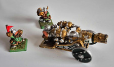 Warhammer Dwarf Flame Cannon with crew, metal, painted