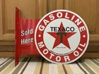 Texaco Motor Oil Gas Sold Here Vintage Style Flange Garage Man Cave Metal Signs