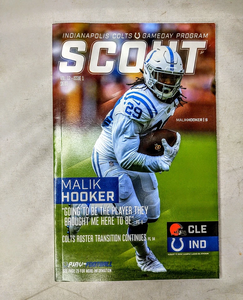 Malik Hooker Scout Indianapolis Colts Football Game Program 2019 Vol. 12 Issue 1 - Image 3 of 4