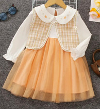 Girls Embroidered Collar Tulle Spring, Party, Formal Dress with Vest 4/5