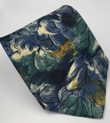Charleston Tie Rack Tie Blue Gray Abstract Designer Necktie Italy 58 x 3.5/8