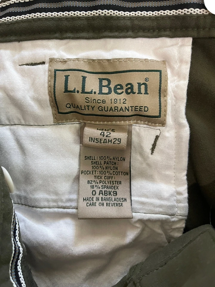 L.L. Bean Nylon Brush Pants Men 42X29 Green Upland Briar Guard Hunting Tick Cuff - Image 3 of 4