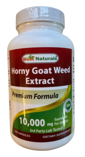 Best Naturals Horny Goat Weed Capsules - 10,000 mg - 120 Count - Ex: 2/26