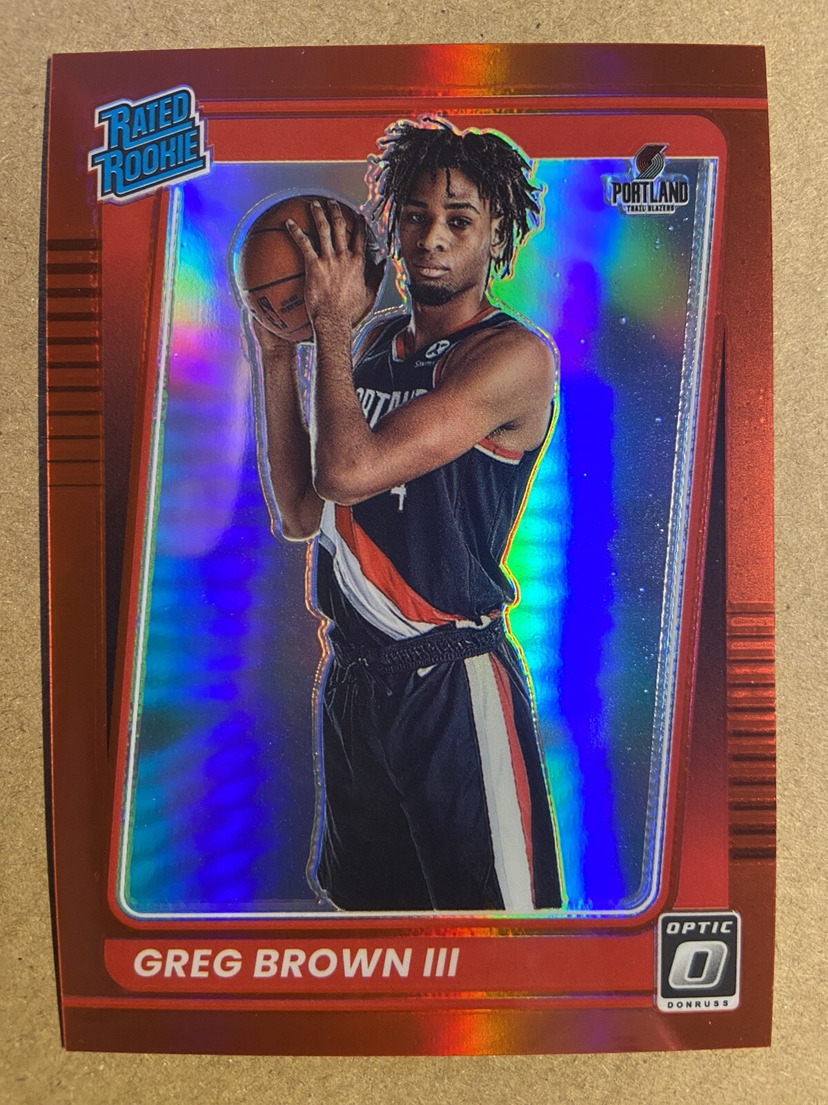 2021-22 Donruss Optic Greg Brown III Rated Rookie Red /99 Trail Blazers #195