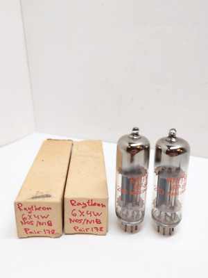 NOS NIB Pair of Raytheon 6X4W Tested VACUUM TUBE Strong D-Getter Black Plate