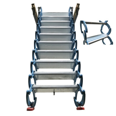 Attic Stair Prestige Telescoping Attic Ladder Wall Mounted Loft Wall Ladder Blue