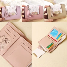 Small Women Wallet Leather Credit Card Holder Ladies Folding Bifold Change Purse