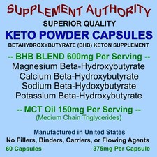 Keto Ketogenic Diet Capsules with MCT Oil Powder - 60ct Bag  ONE SALE  FRESH 