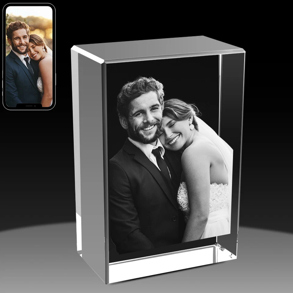 Foto de Cristal 3D Personalizada, Foto 3D Única Regalos para Cumpleaños Aniversario Boda Foto 3 de 4