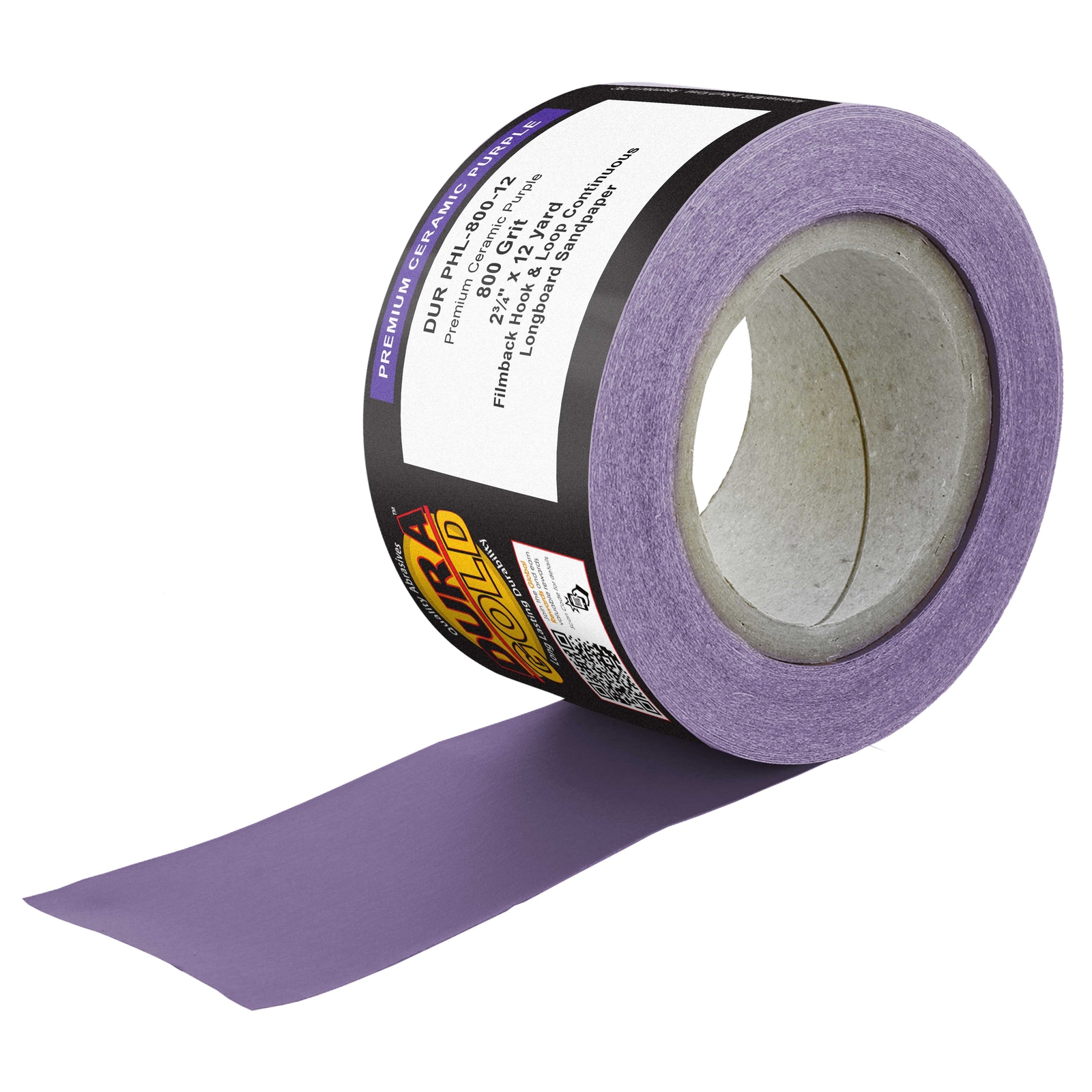 800 Grit Purple Ceramic 2.75" x 12 Yard Roll Hook and Loop Longboard Sandpaper