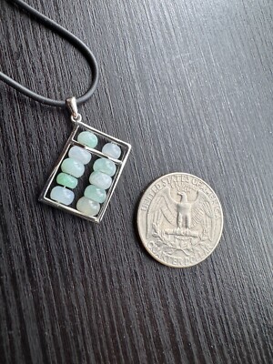Grade A Burma Jadeite Pendant - Abacus Design in Sterling Silver