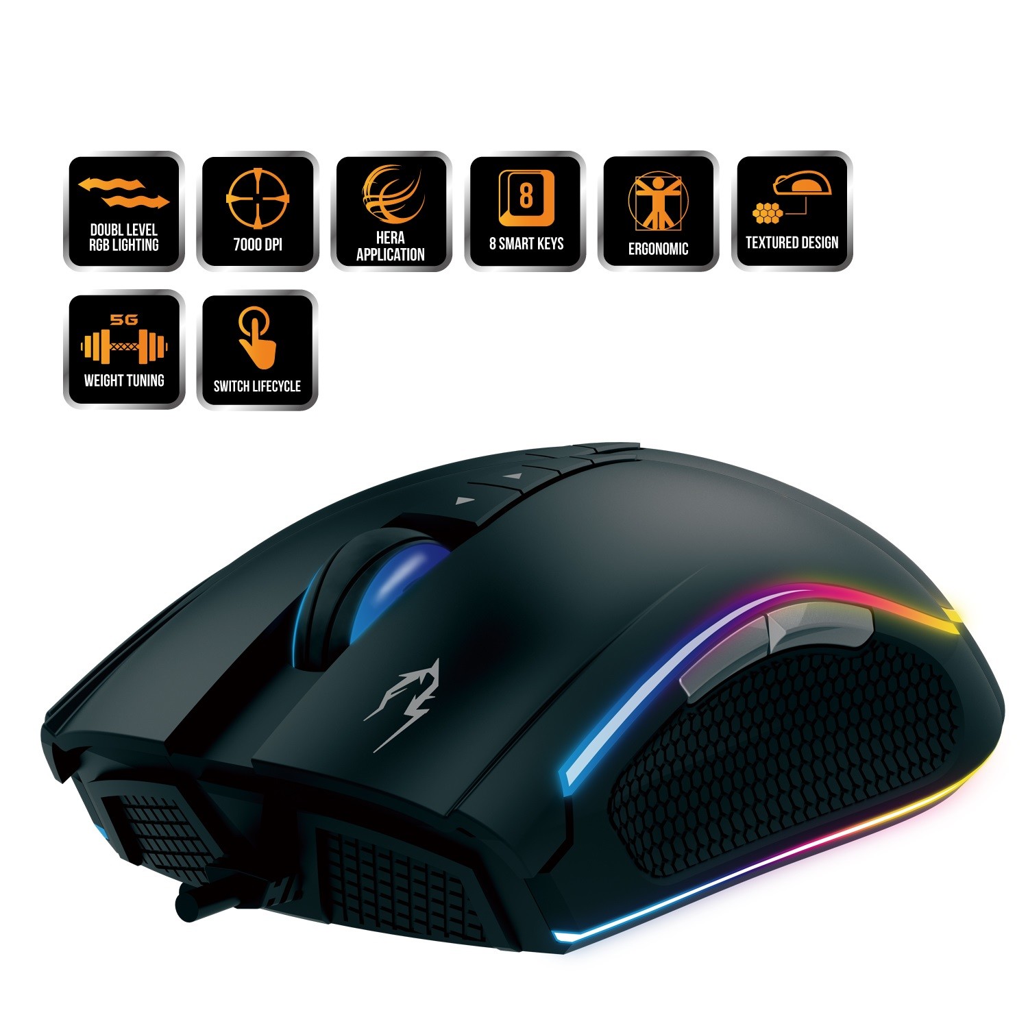 Gamdias ZEUS M1 RGB optical weighted wired mouse upto 7000 dpi