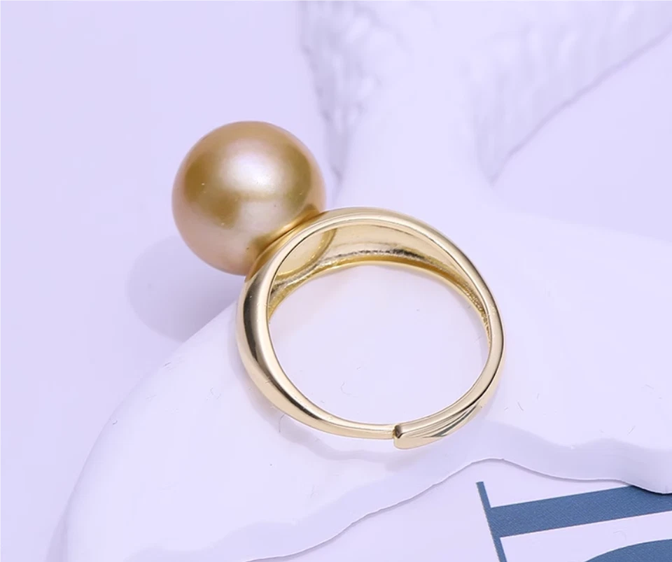 Anillo de perlas redondo simple anillo de perlas AAA del Mar del Sur perfecto 11-12 mm 925s Foto 4 de 4