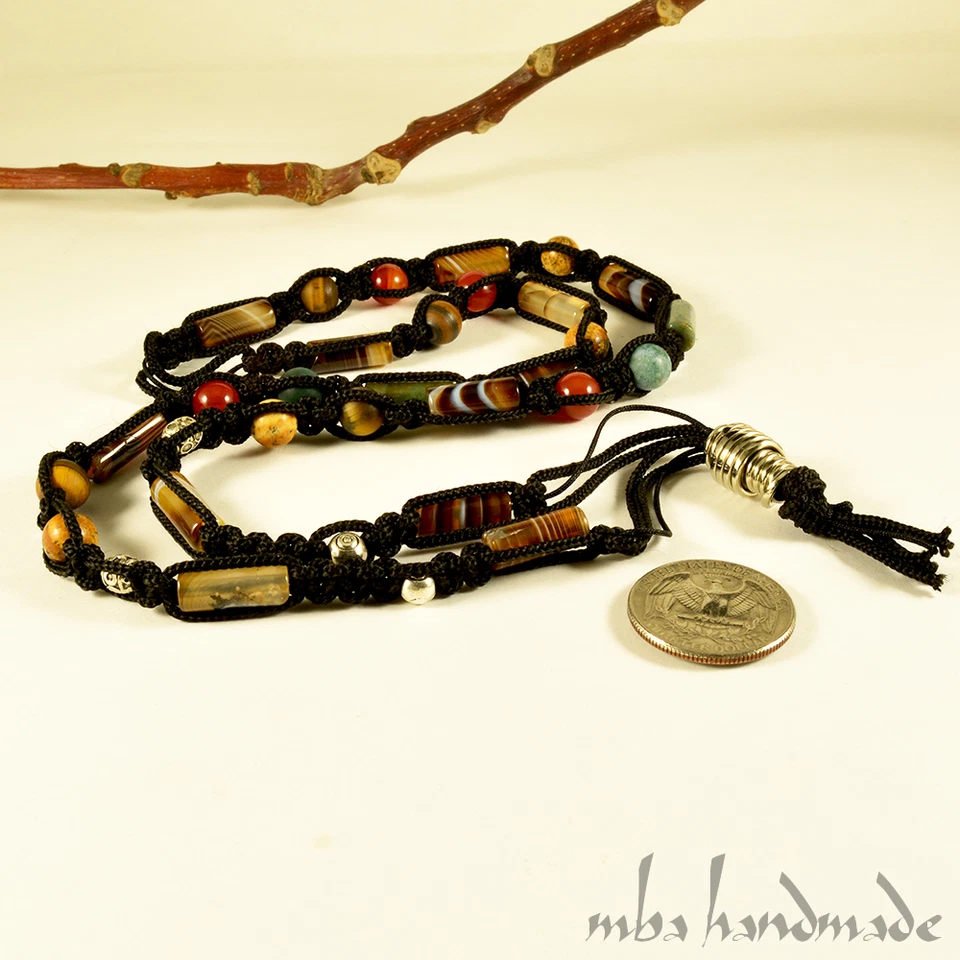 COLLAR SHAMBALLA CUENTAS PIEDRAS PRECIOSAS GENUINAS OJO DE TIGRE Y JASPE ÁGATA Y JASPE PARA HOMBRE Foto 2 de 4