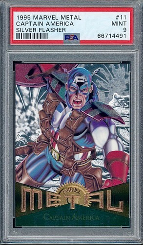 1995 Marvel Metal Silver Flasher #11 Captain America PSA 9 🌟 VHTF 🔥 POP 56/16^