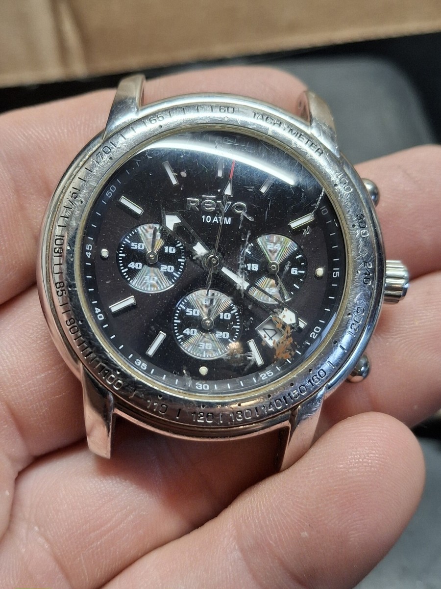 Revo Mens Chronograph Black Dial Quartz Watch | eBay