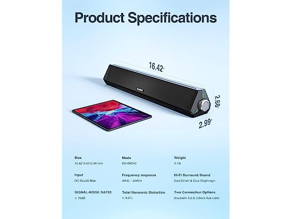 Bluedee BD-SK010 HiFi Bluetooth Computer Soundbar