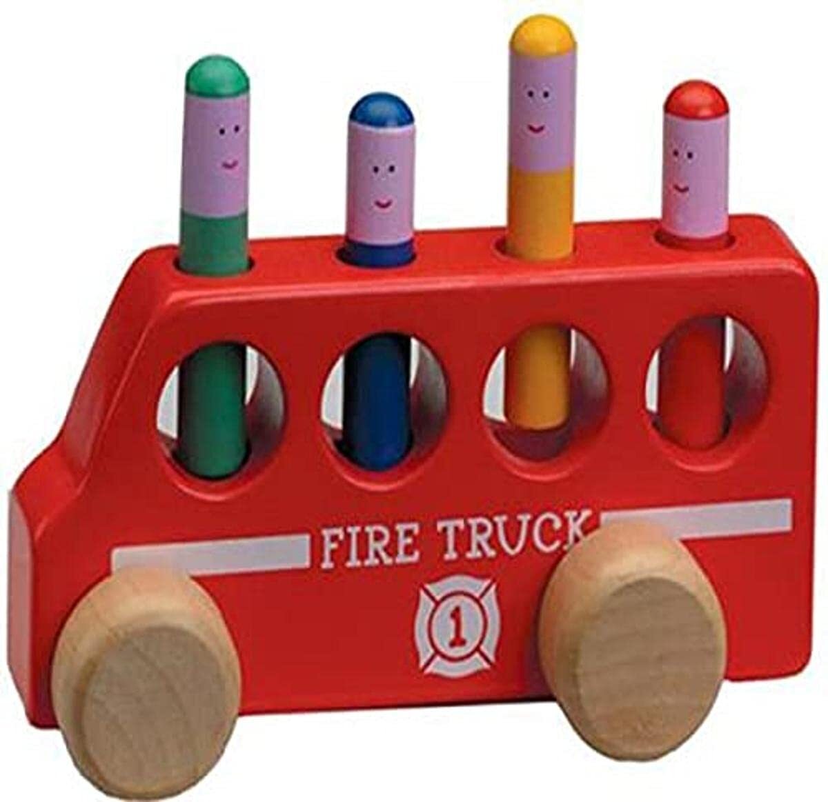 Wooden Pop Up Toy for Toddlers Colorful Firefighters Classic