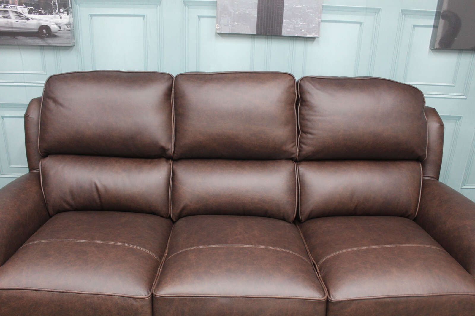 PARKER KNOLL, HENLEY, SAILSBURY, OAKHAM 3 SEATER SOFA IN BROWN LEATHER