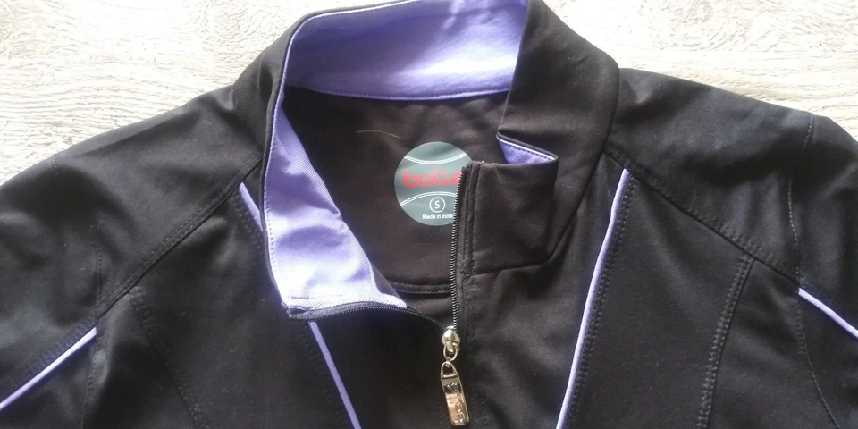 CHAQUETA NEGRA CON CREMALLERA BOLLE PARA MUJER TALLA PEQUEÑA GOLF TENIS PICKLEBALL CHAQUETA Foto 3 de 4