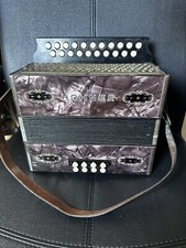Antique Hohner Button Box Accordion Melodeon Musical Instrument Pokerwork
