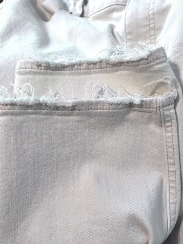 Talbots Sz 12 Flawless Five Pocket Slim Ankle Jeans Pants Stretch Cream Raw Hem - Picture 7 of 7