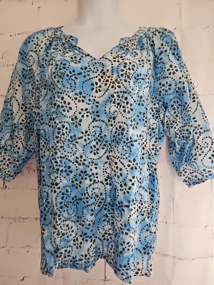 Blusa túnica pulóver Westbound Plus 2X azul cachemira Dolman manga 3/4 cuello en V Foto 3 de 4
