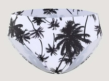Black  White Palm Tree Print Men's Swim Briefs. Size Medium 32"-34"