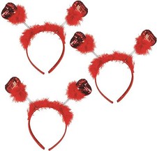 PMU Valentine's Day Red Sequin Heart Head Boppers Headband Holiday Party Costume