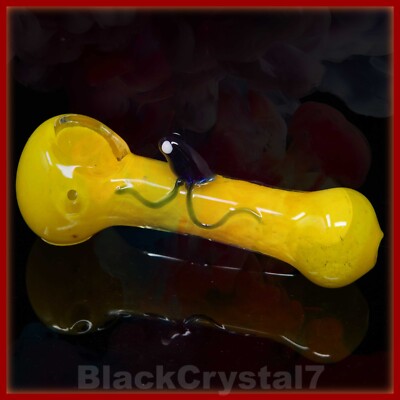 4 in Handmade Sun Yellow Revolved Alien Specter Tobacco Smoking Bowl Glass Pipes