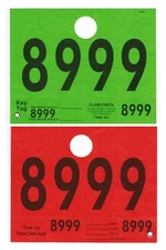 Numbered Auto ID Tag w Hang Slit, 5-1/4"x 6-1/2", Rd /Gn (8000-8999) - Bx/1,000