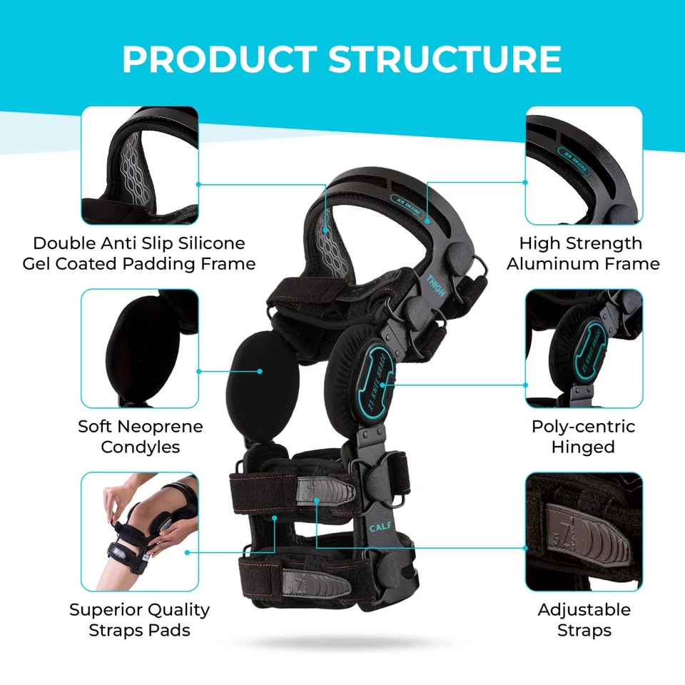 Rodillera descargadora con bisagras Z1 K6 soporte para dolor de artritis OA ACL menisco desgarro Foto 4 de 4