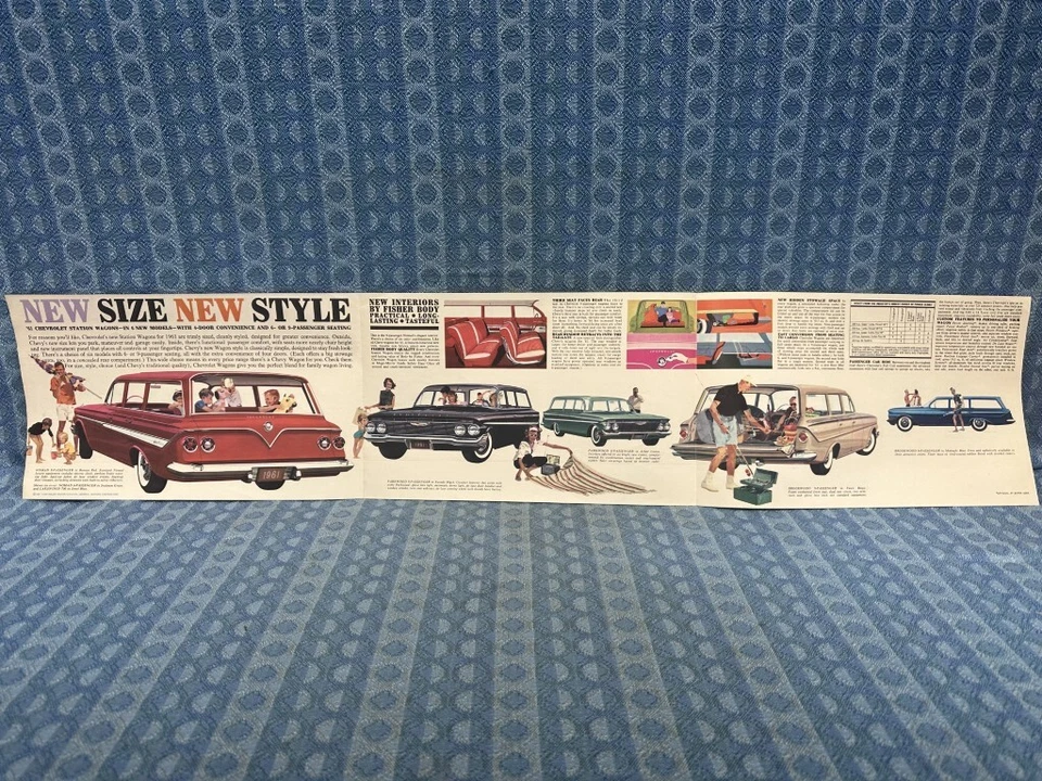 Chevrolet Wagons Nomad Parkwood Brookwood Corvair 1961 folleto de ventas original Foto 3 de 4