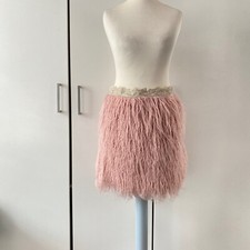 Free People Party Time Mini Skirt Size S Small Pink Faux Feather