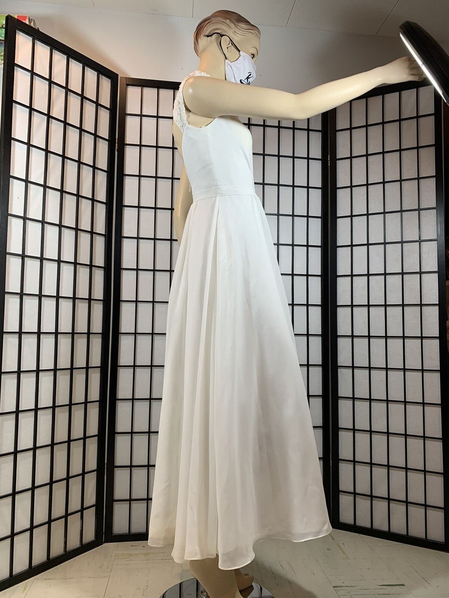 JJ's House A-Line Floor-Length Chiffon Wedding Dress White Size XS-Small |  eBay