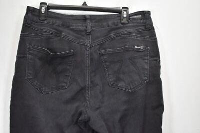 Seven 7 Womens Solid Straight Leg High Waist 5 Pocket Black Denim