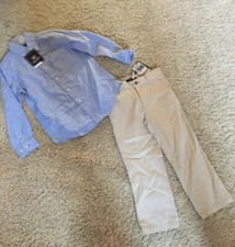 NWT Eland Kids Boy sz 5 2 pc twill pant set 