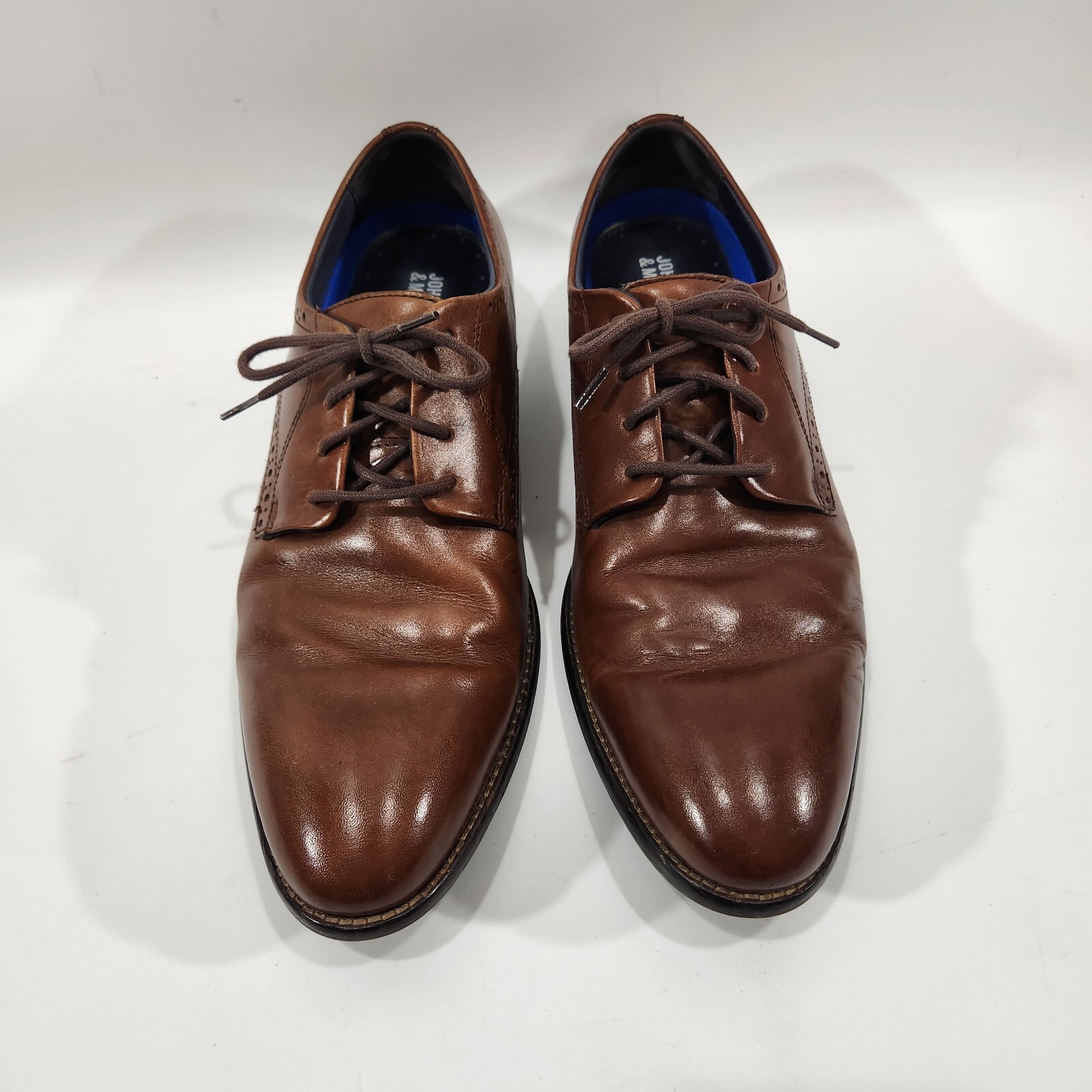 SAOLA Scarpe eleganti da uomo Johnston & Murphy taglia 9M marrone Oxford pelle punta mandorla
