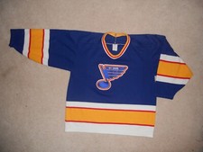 St Louis Blues NHL Hockey Jersey Old School Blues CCM Maska Sewn Large Sweet Vin