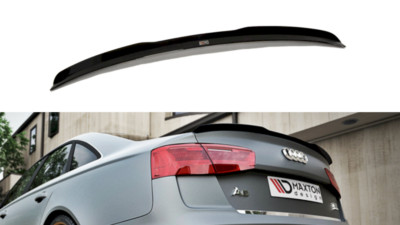 For Audi A6 C7 S-Line Sedan Spoiler Wing Extension Maxton Design Gloss Black Abs