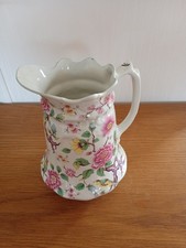 beautiful Vintage Old Foley James Kent CHINESE  ROSE FLORAL PITCHER  Great Cond