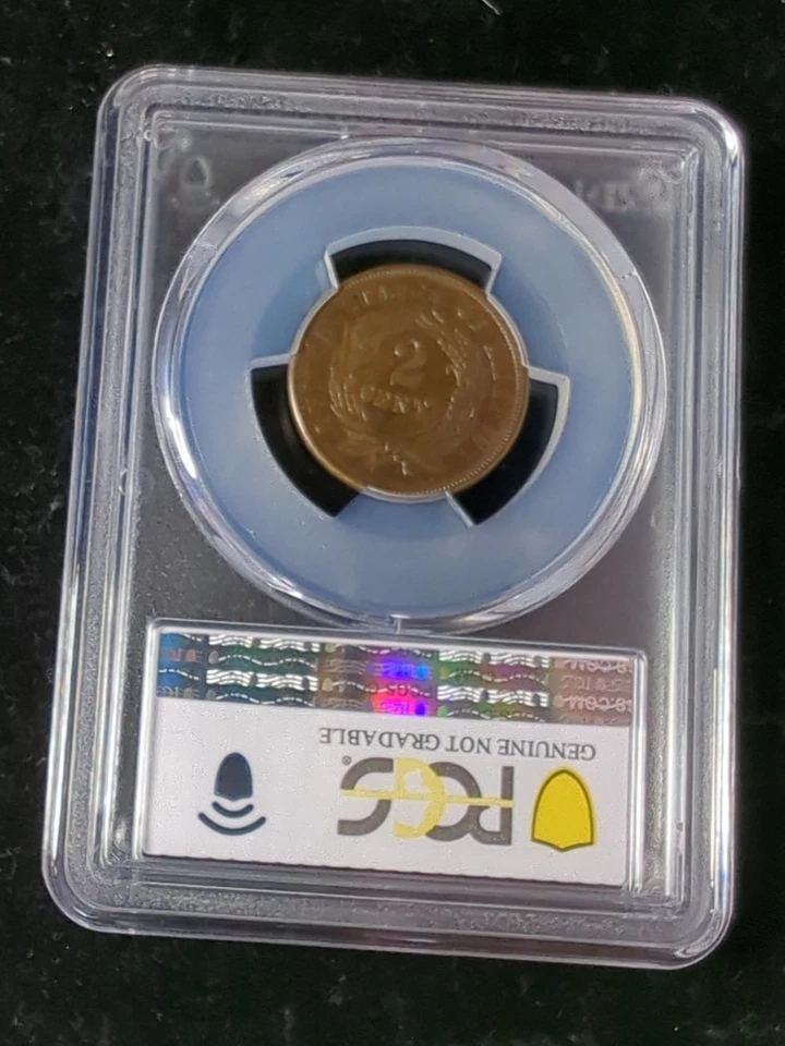 1865 Two 2 Cent Piece- Plain 5 PCGS AU Details - 64101356 - Image 4 of 4