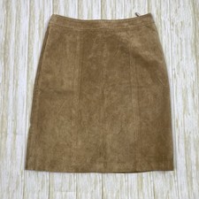 Vintage A.M.I. Womens Size 14 Brown 100 Suede Leather Pencil Skirt Y2K