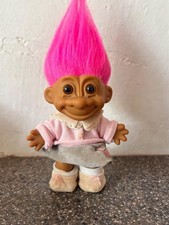 Russ Trolls 5 in Troll Doll Pink Straight Hair Brown Eyes 1990s Plastic Unboxed