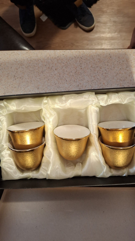 Al Shagfah Gallery Set of 5 Gold Ceramic Bowls, Printed Backstamp, China
