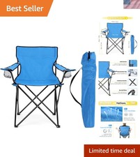 Ergonomic Foldable Camp Chair - Lightweight, Durable & Supports 275lbs, Blue