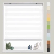 31”x 72” Zebra Roller Shades and Blinds Standard Cordless White