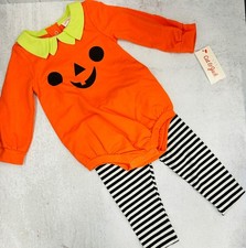 12 M Baby Cat  Jack Halloween Pumpkin 2 Piece Set Pant Bodysuit
