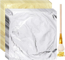 100 Pcs Gold Leaf Sheets for Art Foil Paper Leaf Art Foil Sheets Gilding Brush T