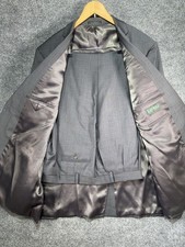 Lauren Ralph Lauren 2 Piece Suit Men's 52L Pants 46x 30 Charcoal Windowpane Wool